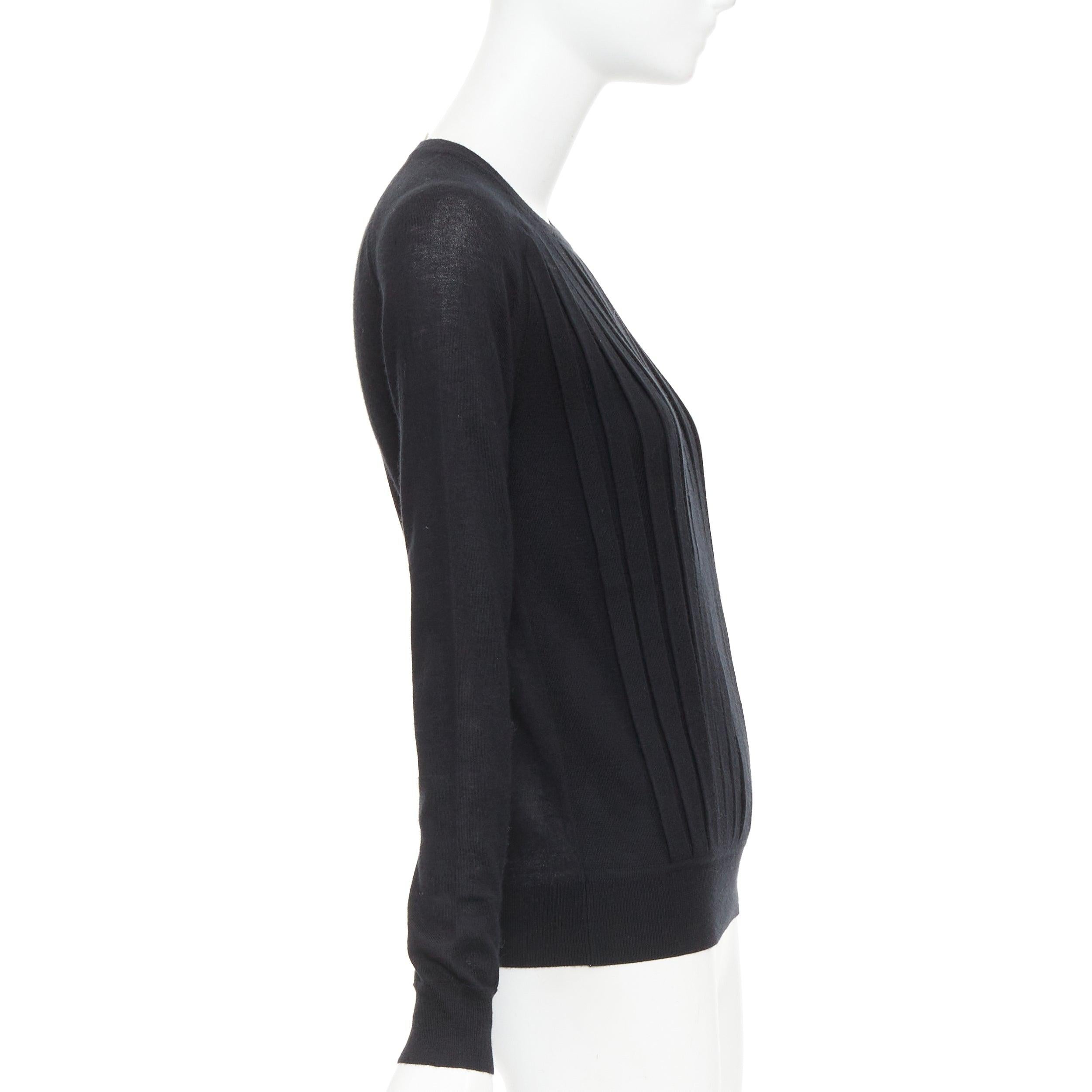 HERMES Pull raglan 100% cachemire noir à plis accordéon FR34 XS Excellent état - En vente à Hong Kong, NT