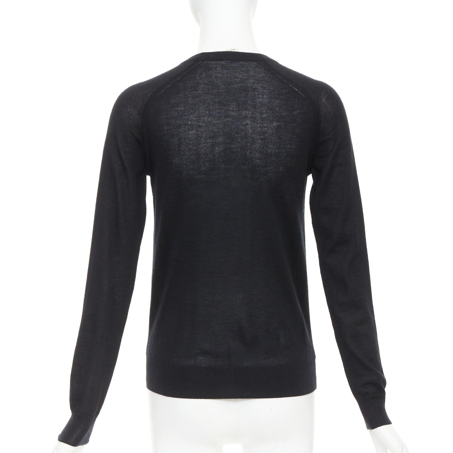 HERMES Pull raglan 100% cachemire noir à plis accordéon FR34 XS Pour femmes en vente