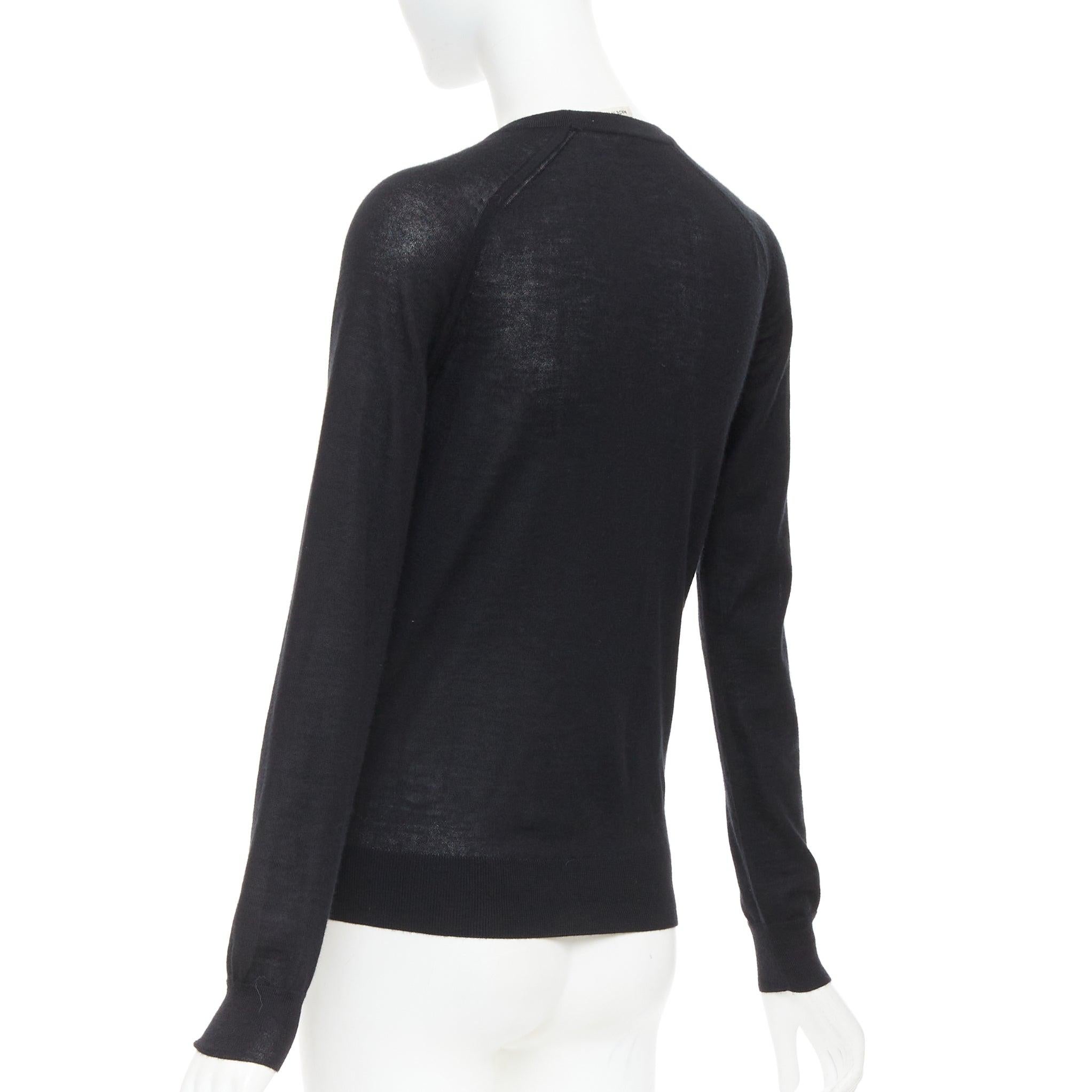 HERMES Pull raglan 100% cachemire noir à plis accordéon FR34 XS en vente 1