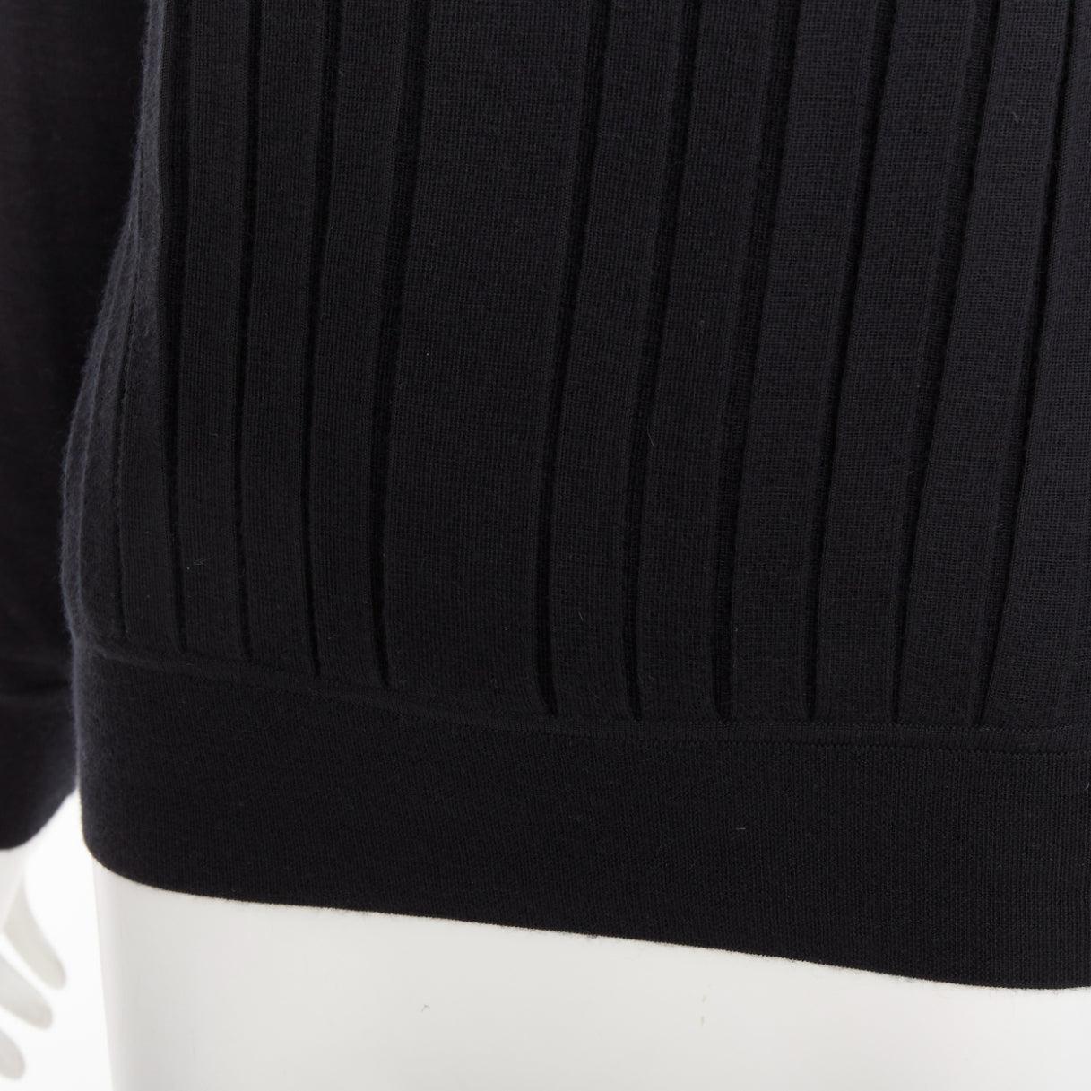 HERMES Pull raglan 100% cachemire noir à plis accordéon FR34 XS en vente 2