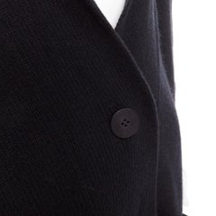 HERMES 100% cashmere black hooded rectangular poncho cardigan coat TU