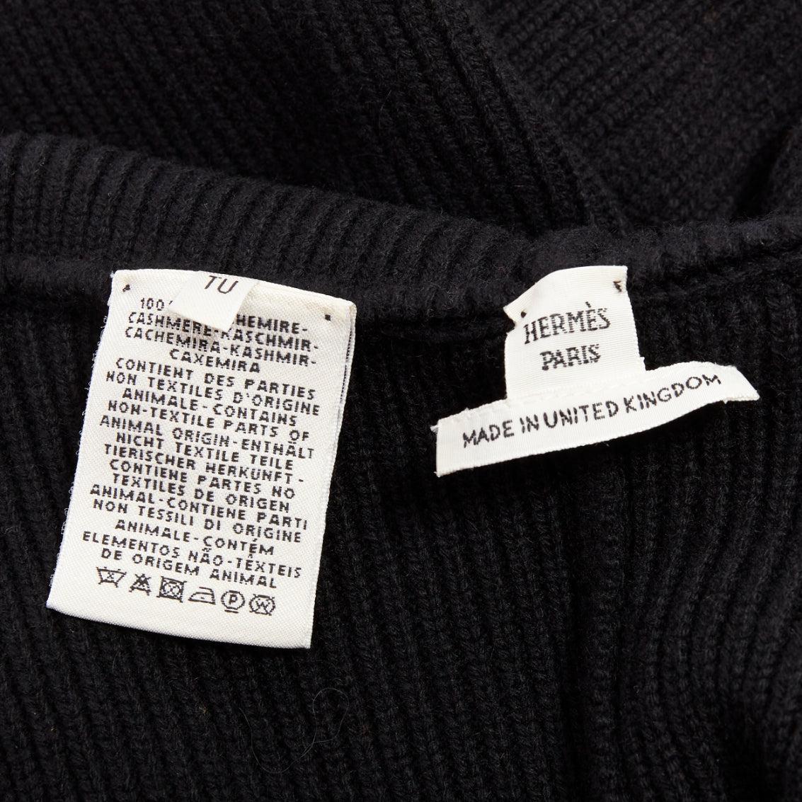 HERMES 100% Kaschmir schwarzer rechteckiger Poncho mit Kapuze Strickmantel TU im Angebot 4