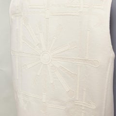 HERMES 100% cashmere cream applique back ribbed zip sleeveless coat FR34 XS