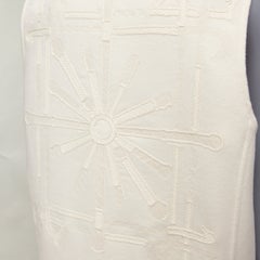 HERMES 100% cashmere cream applique back ribbed zip sleeveless coat FR34 XS