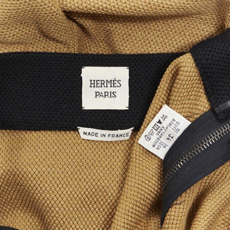 Hermes 100% Baumwolle Schwarz Brown Colorblocked Kordelzug ärmellos Jumpsuit Fr34 im Angebot 5