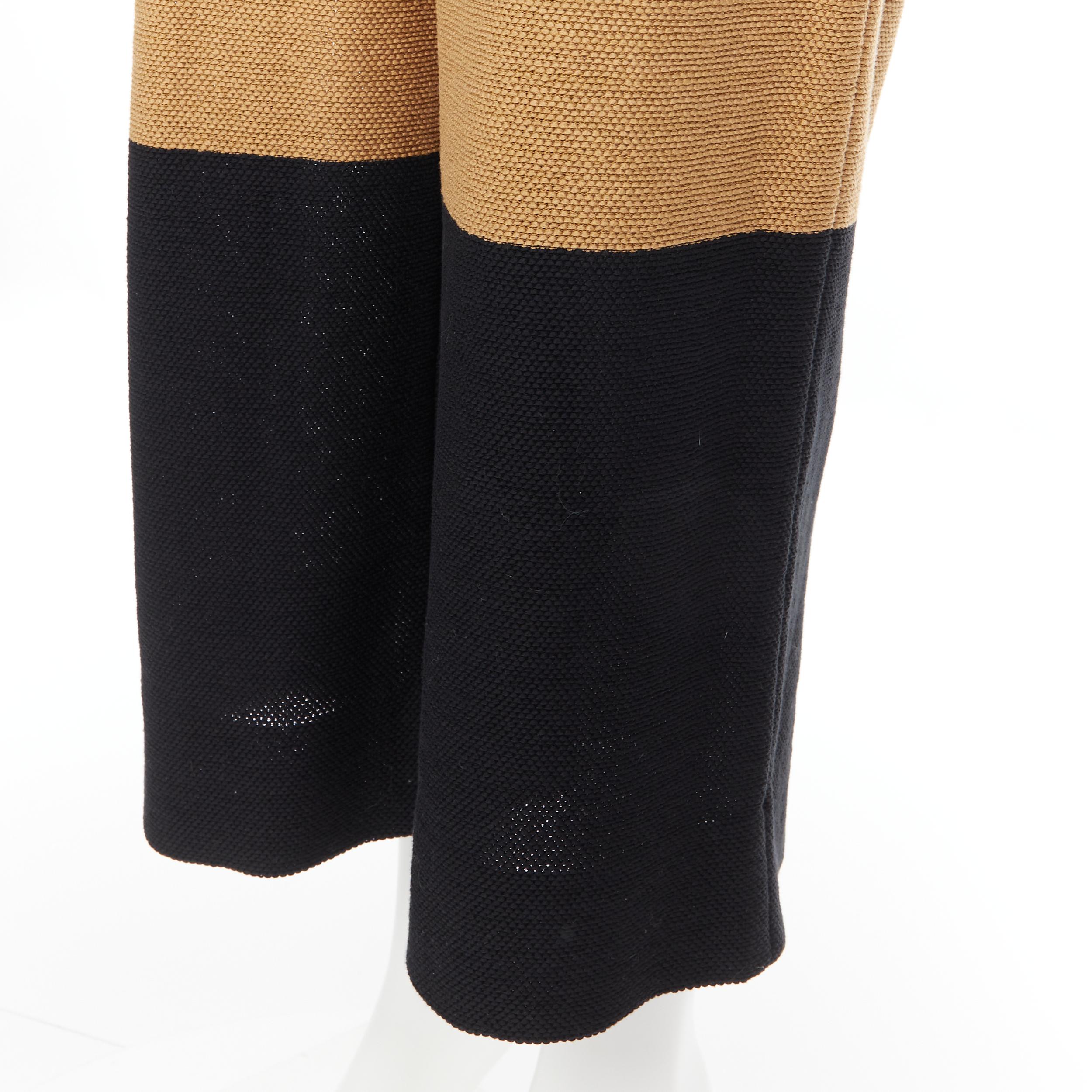 HERMES 100% cotton black brown colorblocked drawstring sleeveless jumpsuit Fr34 1