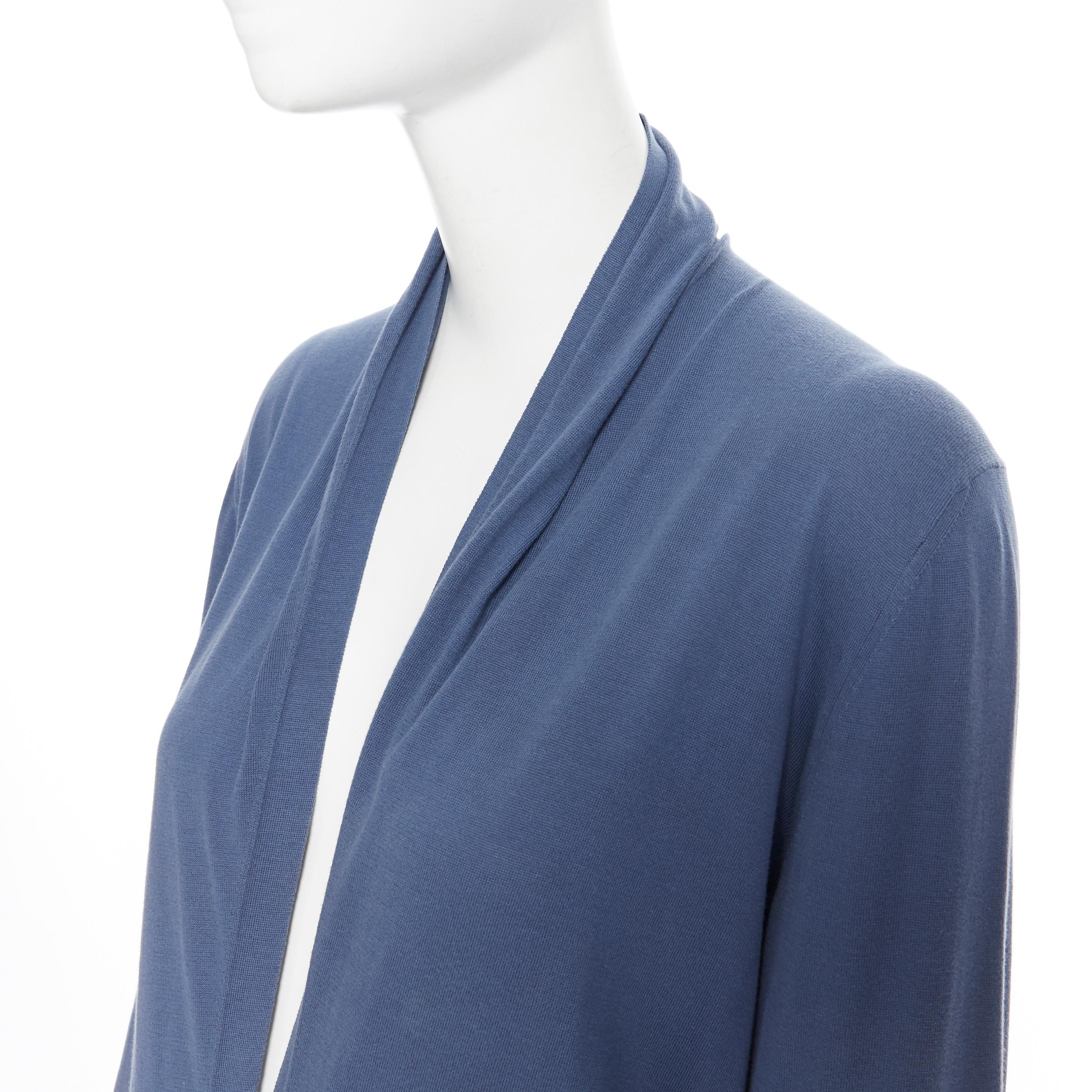Women's HERMES 100% cotton blue H mother of pearl button dual pocket cardigan sweater XS