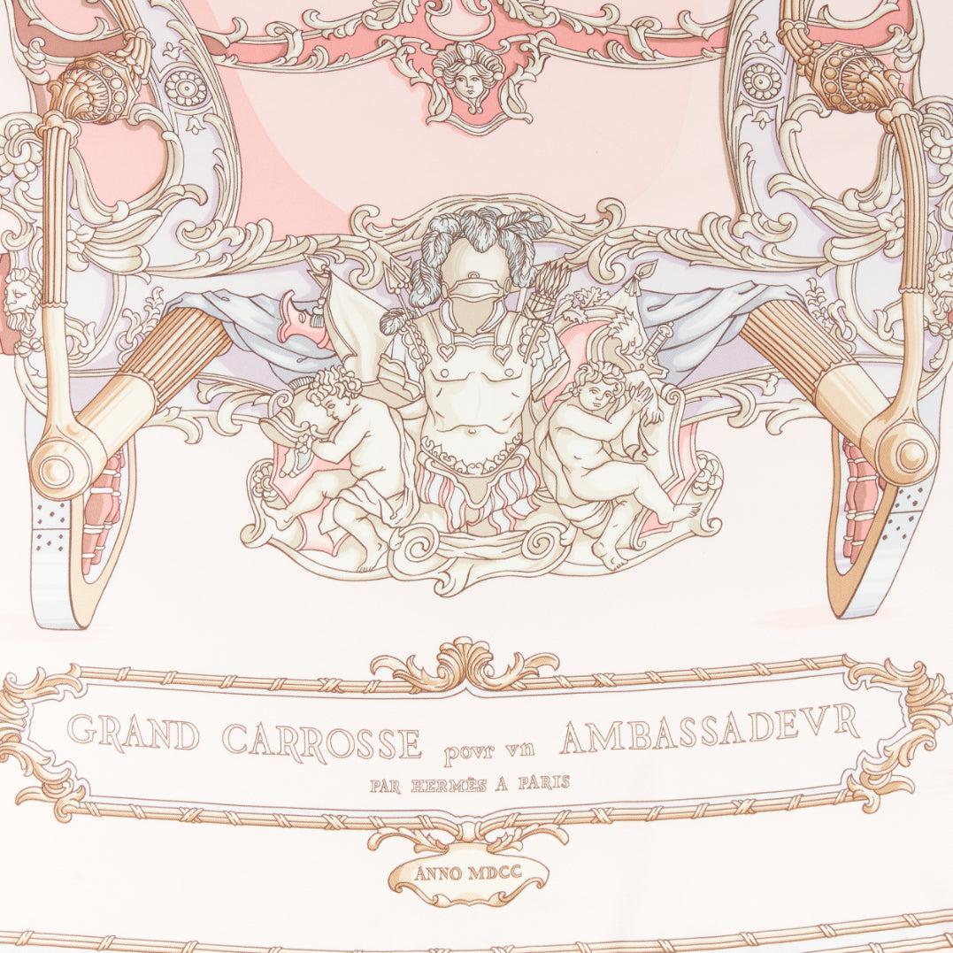 HERMES 100% silk Grand Carrosse Baroque pink print scarf
Reference: SNKO/A00353
Brand: Hermes
Collection: Grand Carrosse Baroque
Material: Silk
Color: Pink, Multicolour
Pattern: Barocco
Extra Details: Grand Carrosse Ambassador print.
Made in: