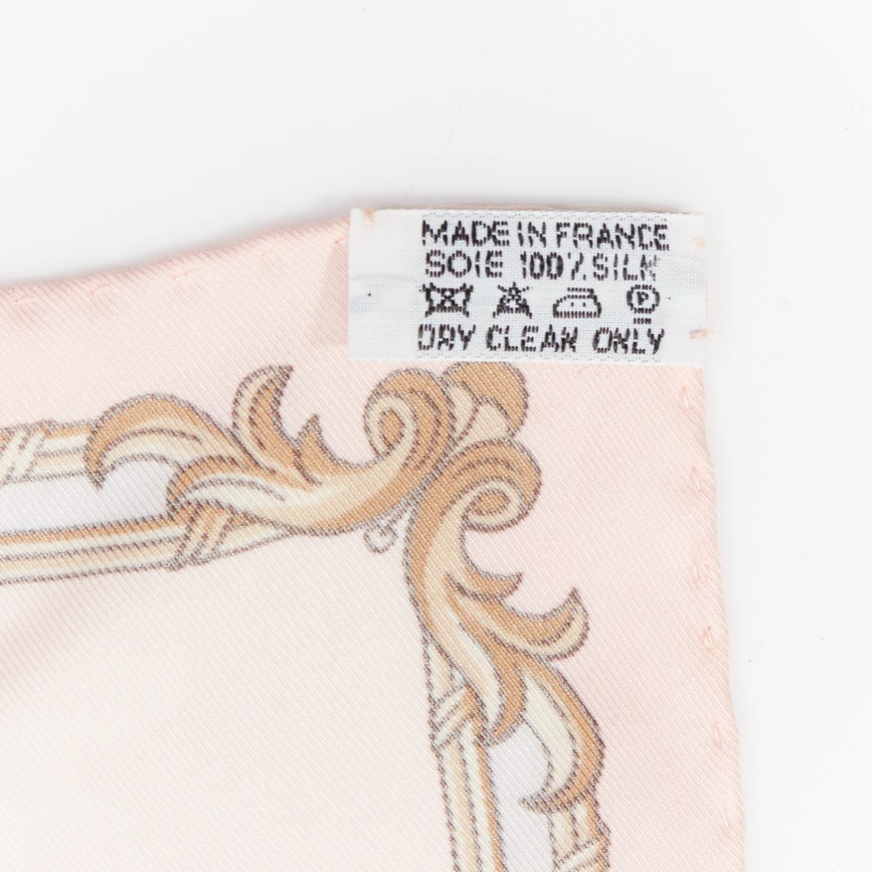 HERMES 100% silk Grand Carrosse Baroque pink print scarf 2