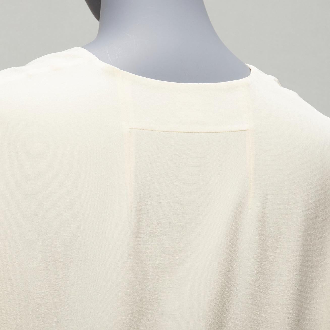 HERMES 100% Seide elfenbeinfarbenes Fledermausflügel-Top mit V-Ausschnitt und H-Logo-Stickerei FR34 XS 2