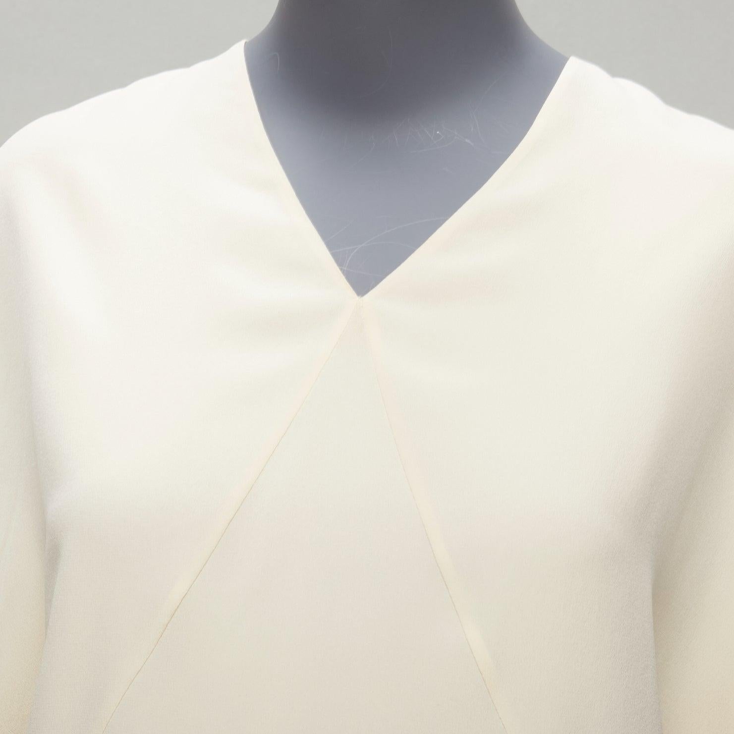 HERMES 100% Seide elfenbeinfarbenes Fledermausflügel-Top mit V-Ausschnitt und H-Logo-Stickerei FR34 XS 3