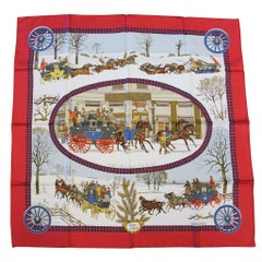 Hermes 100% Silk L'Hiver en Poste Horse & Carriage Scarf