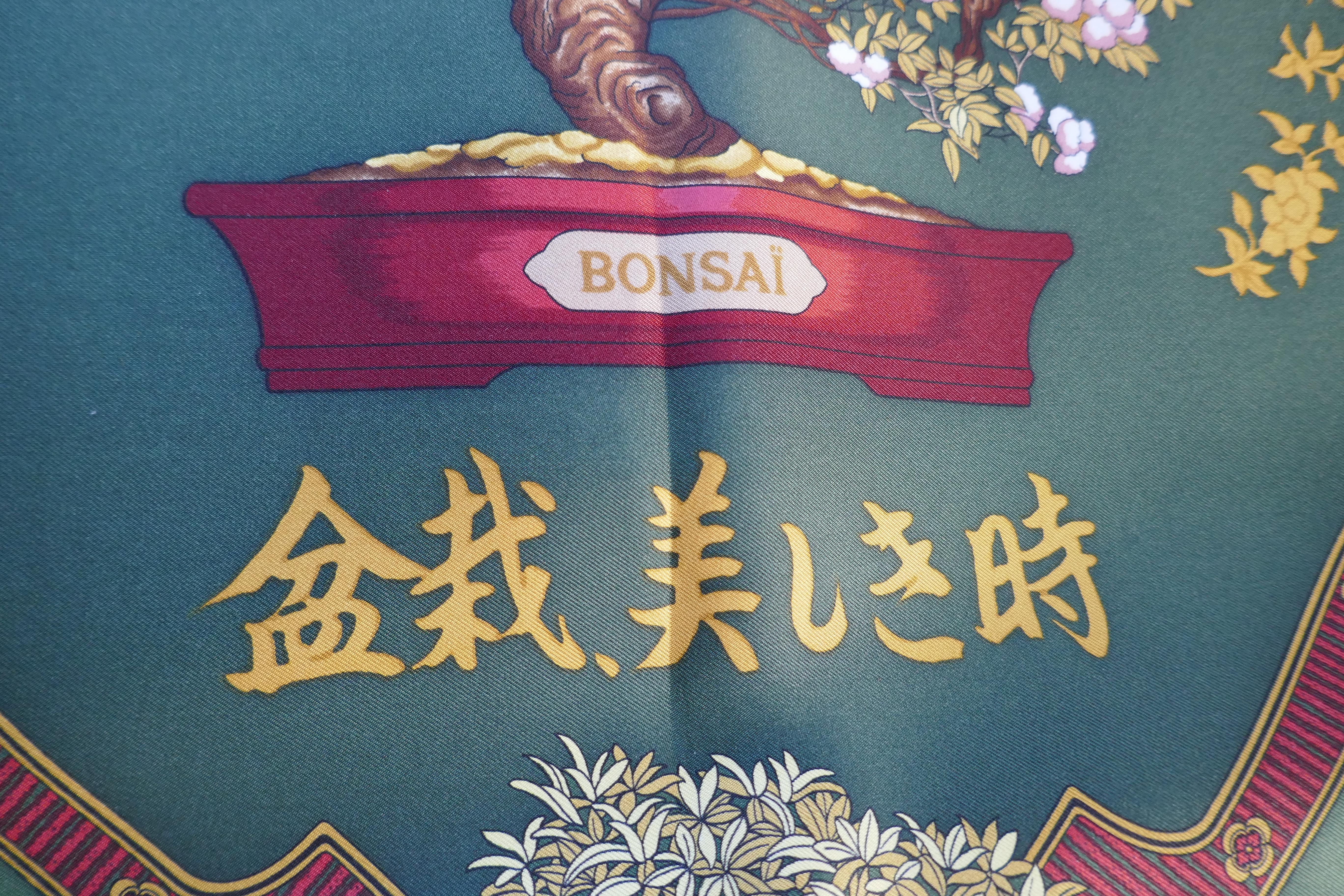 Foulard 100% soie Hermes Les beaux Jours de Bonsai by  Catherine Baschet 1991 Unisexe en vente