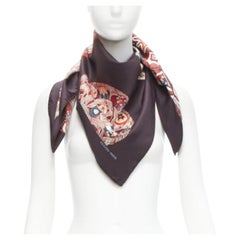 HERMES 100% silk Sulfures Press Papier dark floral print scarf