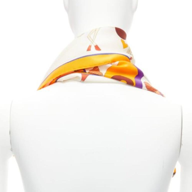 Women's HERMES 100% silk Un Amour De Cheval print yellow purple scarf For Sale