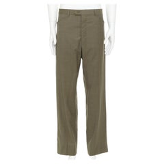 HERMES 100% wool brown handstitched slanted side pockets trousers IT52 XL