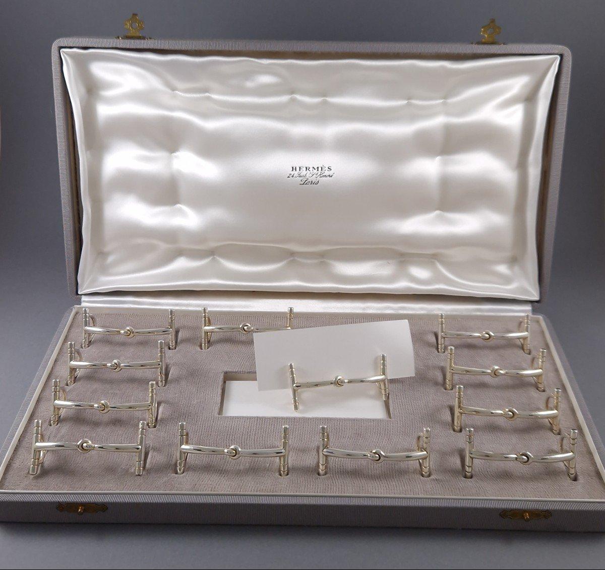 Late 20th Century Hermès - 12 Silver Plate Place Card Holders