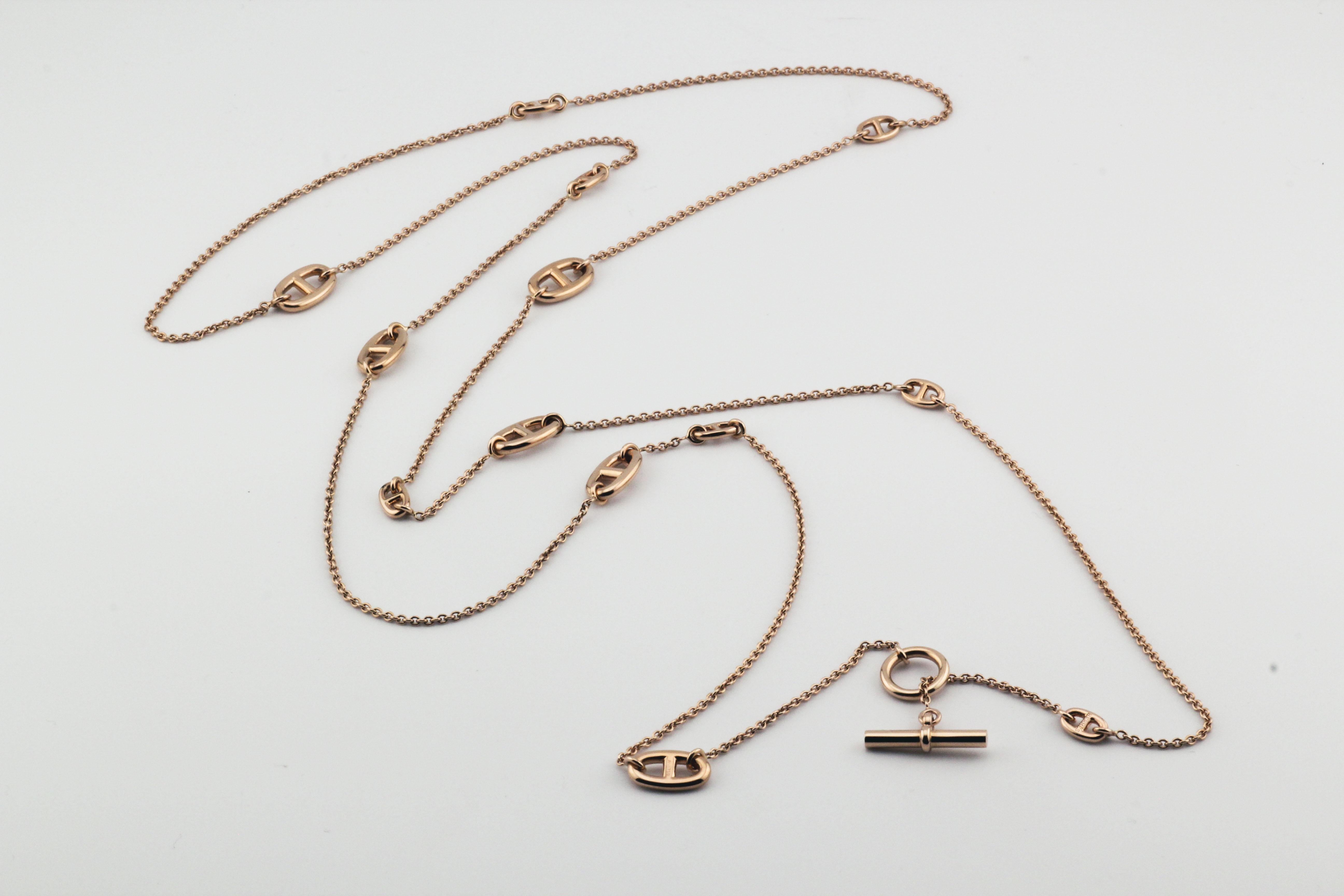 da uomo o donna Collana Chaine D'Ancre lunga in oro rosa 18k di Hermes 120 cm con chiusura a strappo in vendita