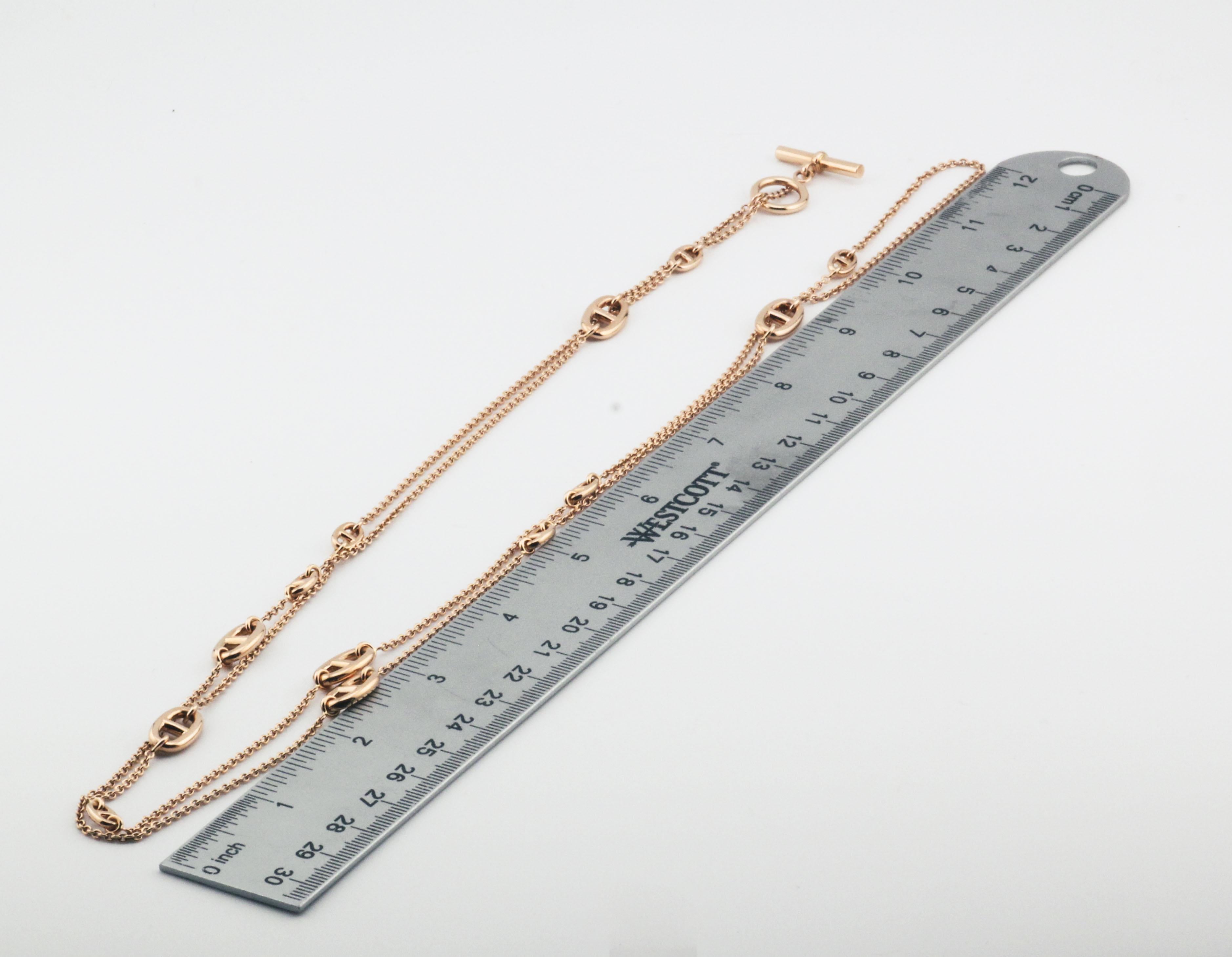 Collana Chaine D'Ancre lunga in oro rosa 18k di Hermes 120 cm con chiusura a strappo in vendita 1