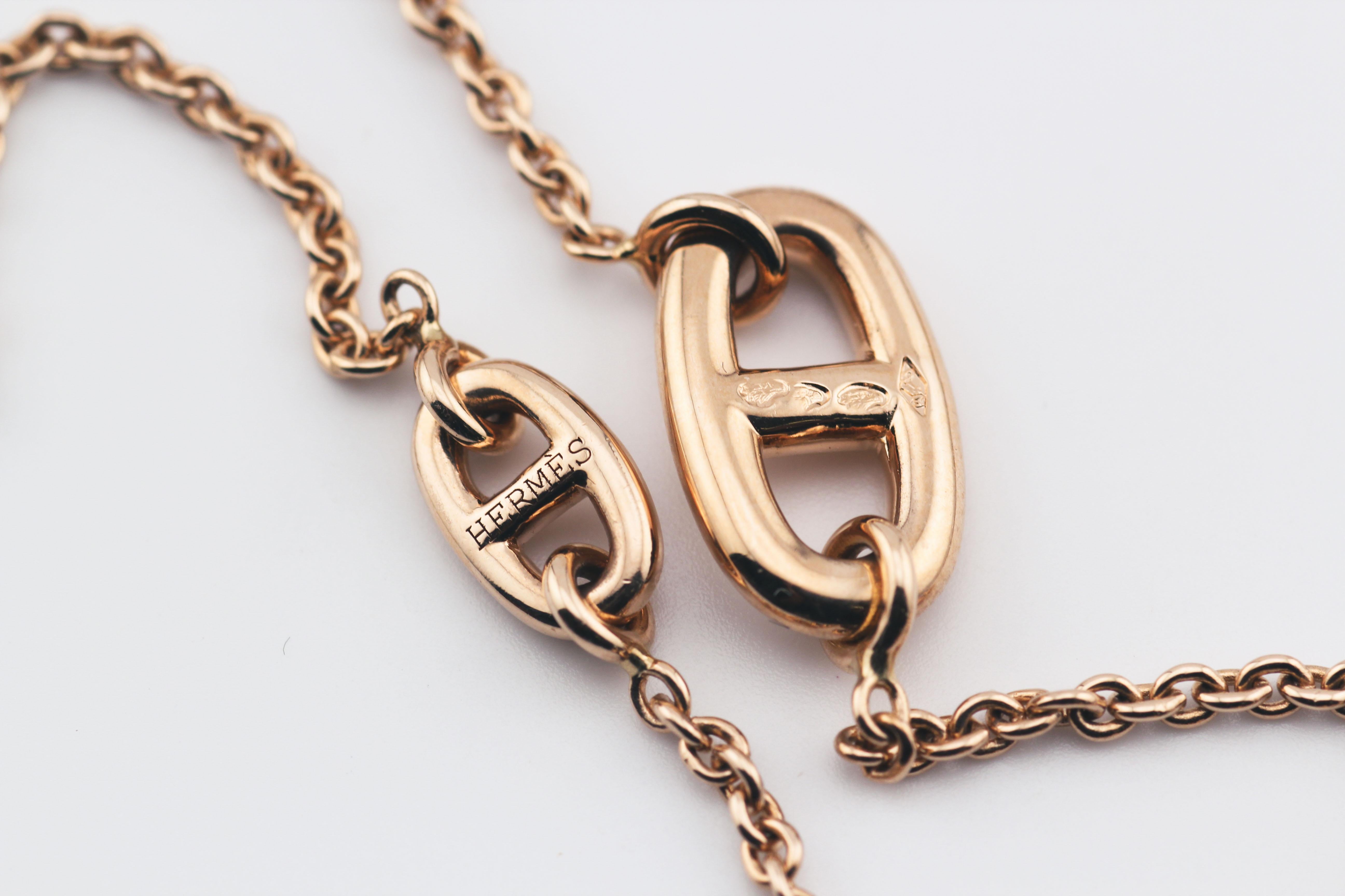 Hermes 120 cm 18k Rose Gold Chaine D'Ancre Long Toggle Sautoir Necklace 2