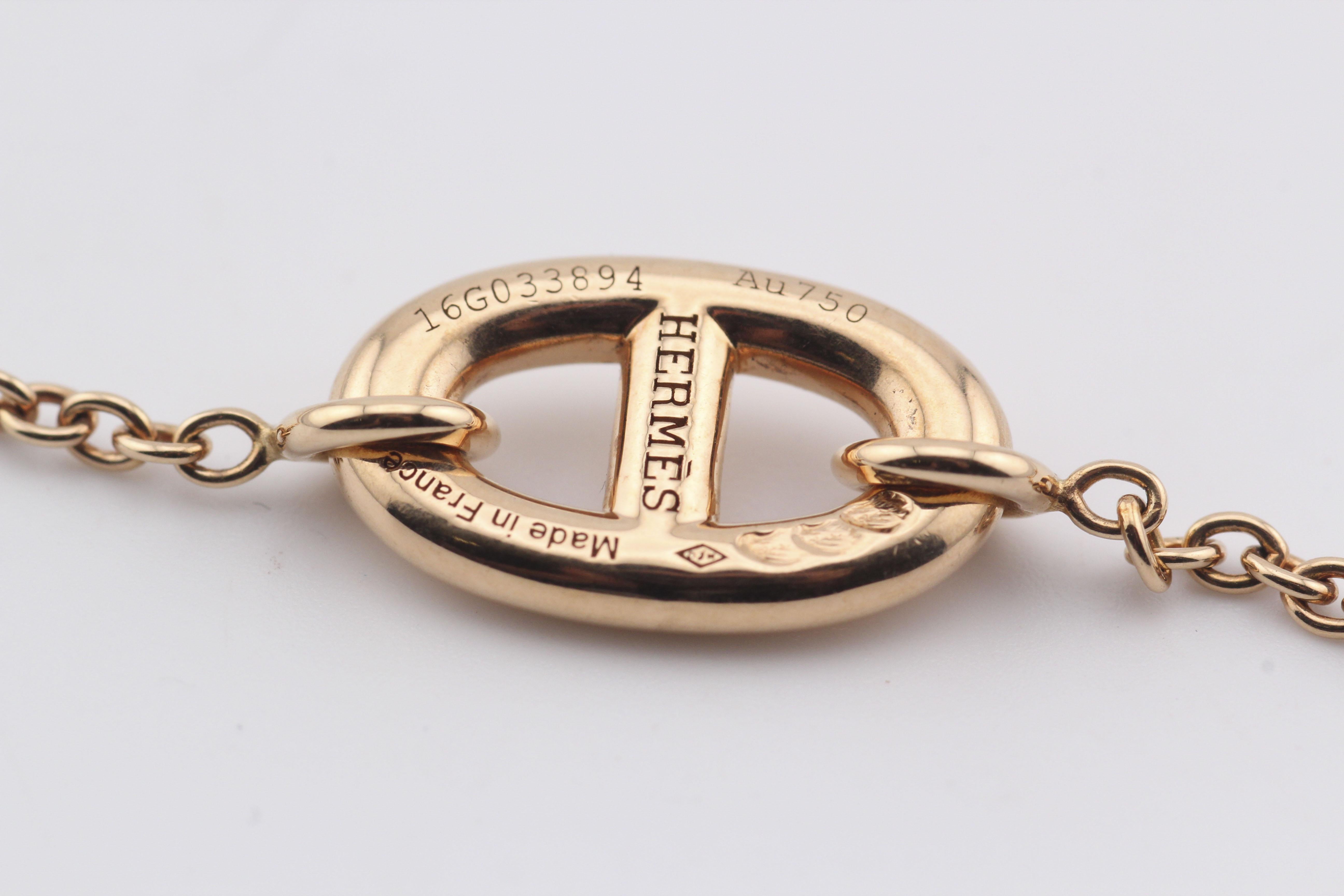 Collana Chaine D'Ancre lunga in oro rosa 18k di Hermes 120 cm con chiusura a strappo in vendita 2