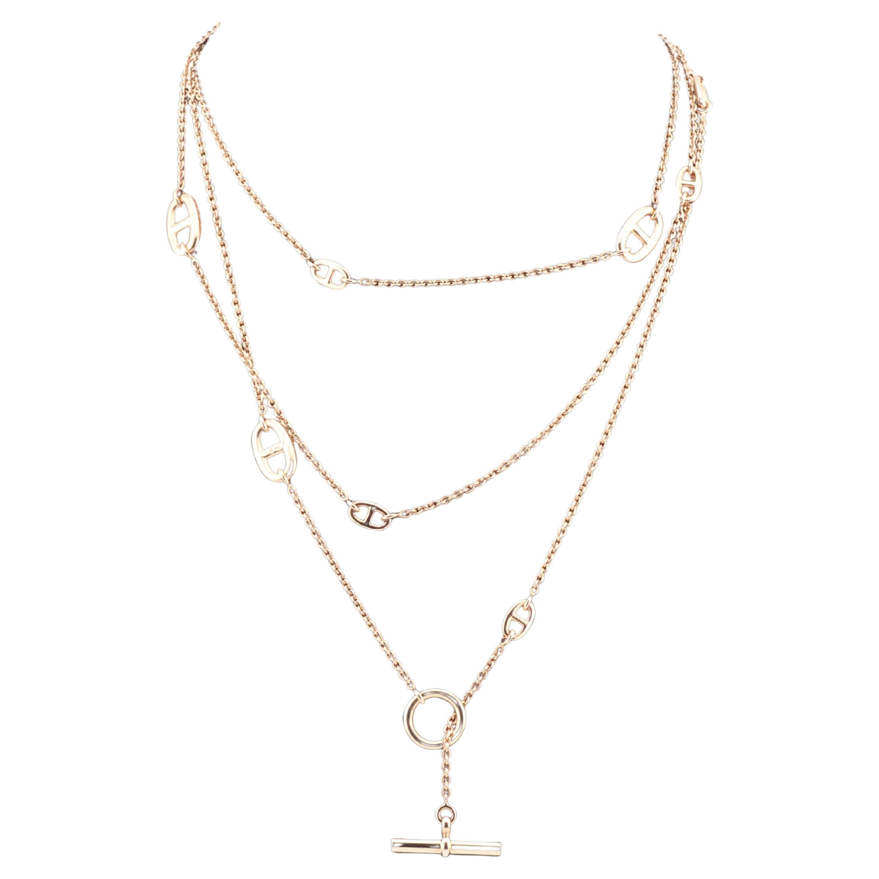 Hermes 120 cm 18k Roségold Kette D'Ancre Lange Toggle Sautoir Halskette