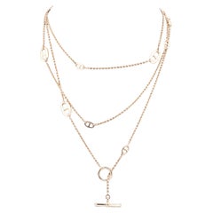 Hermes 120 cm 18k Roségold Kette D'Ancre Lange Toggle Sautoir Halskette