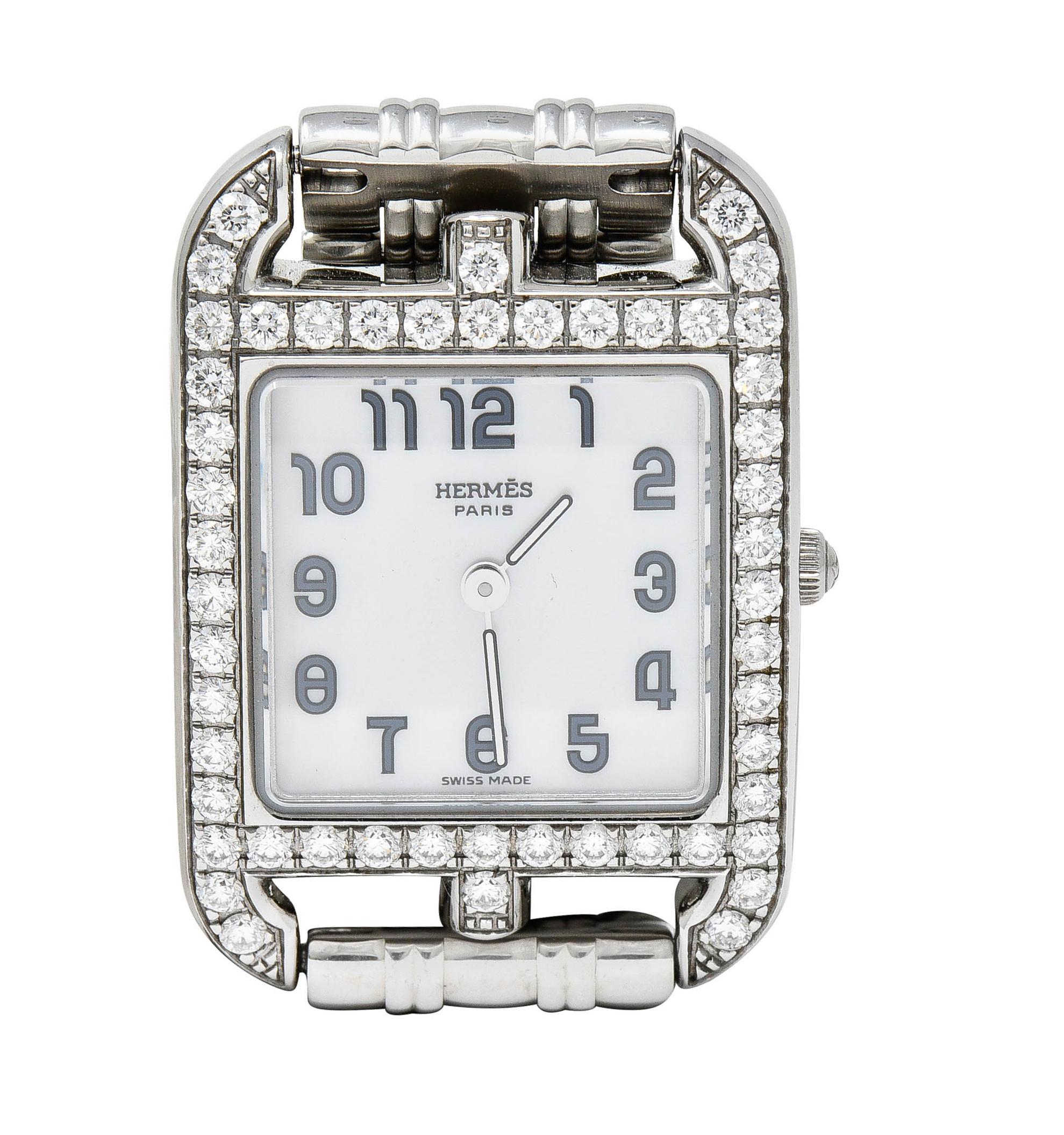 Hermes 1.25 Carats Diamond Stainless Steel Cape Cod Watch Bracelet 1