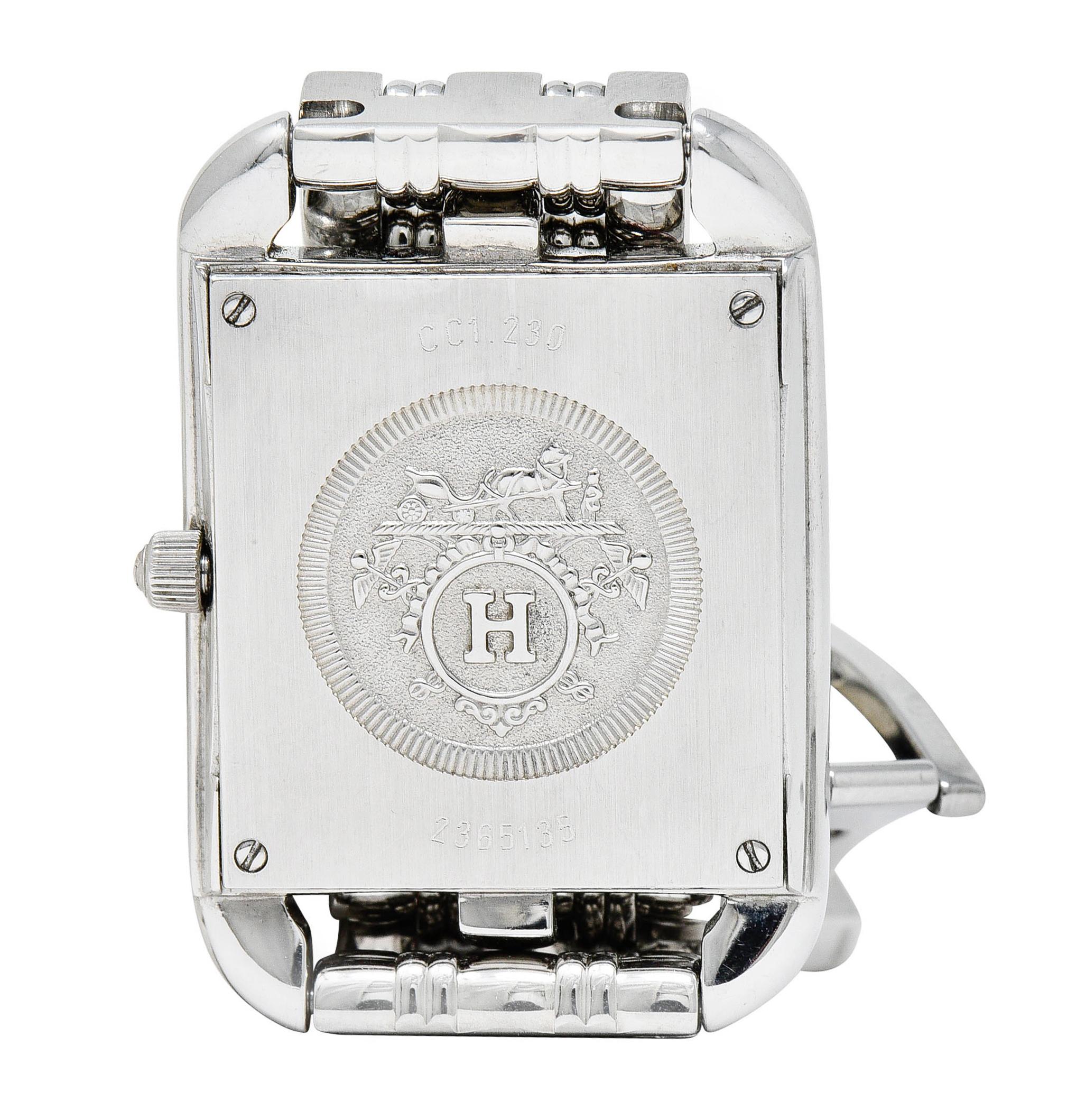 Hermes 1.25 Carats Diamond Stainless Steel Cape Cod Watch Bracelet 2