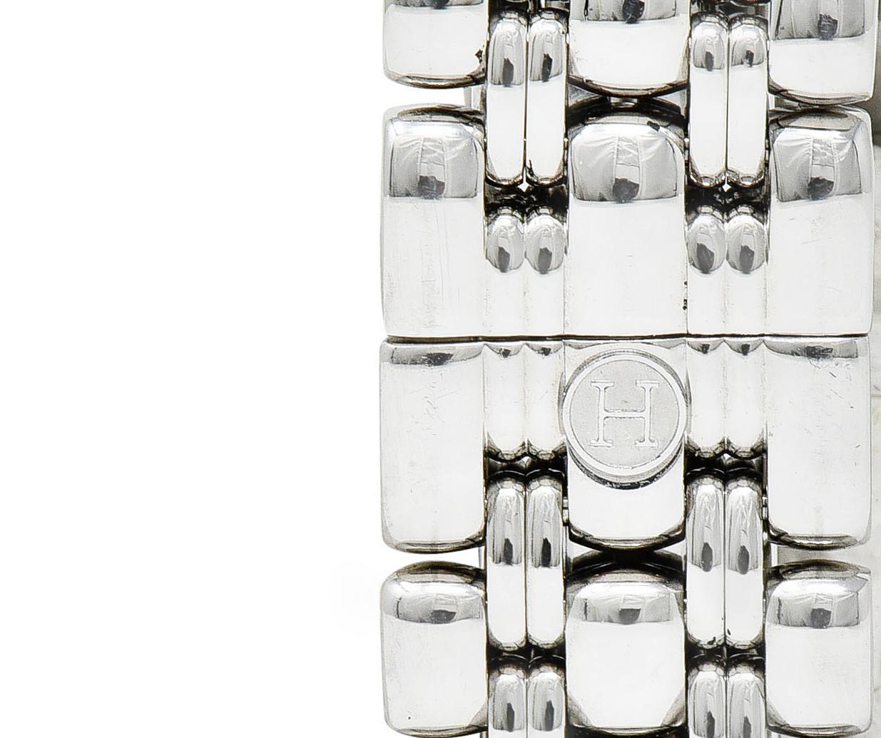Women's or Men's Hermes 1.25 Carats Diamond Stainless Steel Cape Cod Watch Bracelet