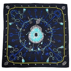 HERMÉS 132 x 132 cm Silk Shawl 'Le Clefs' by Caty Latham