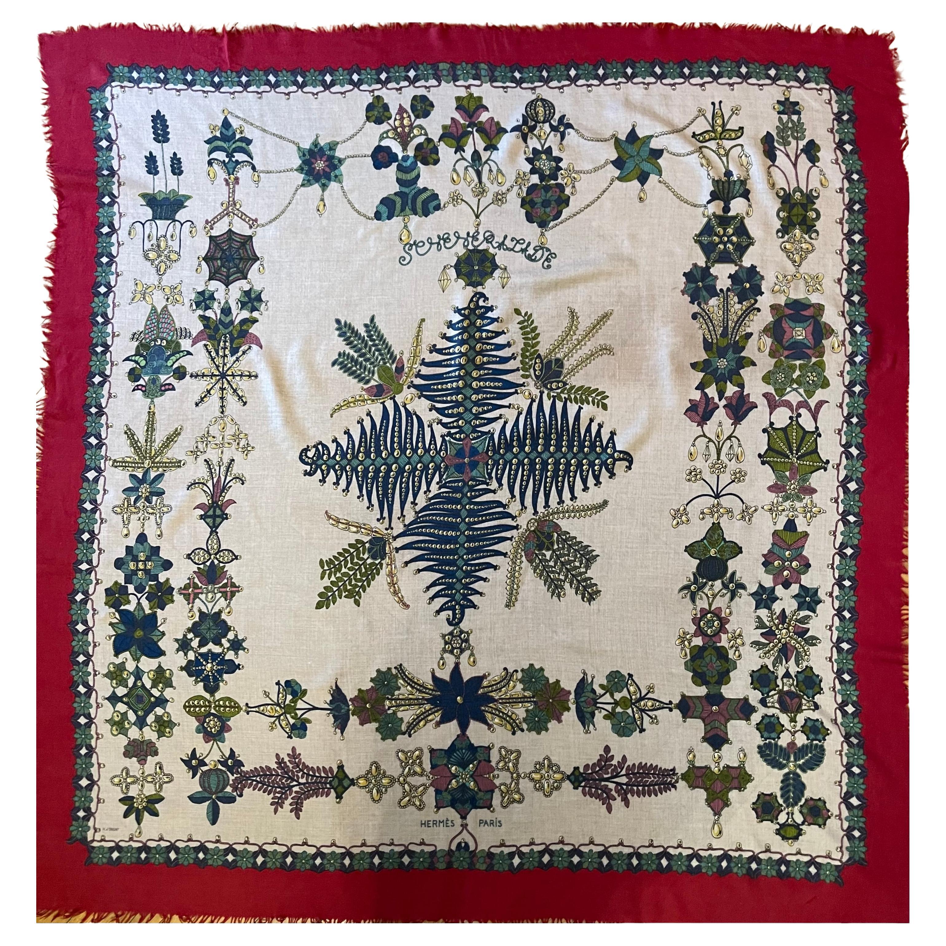 Hermès 140 Scarf Cashmere and Silk "Schéhérazade" 1966