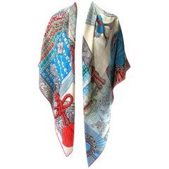 Hermès 140cm or 55 "GM Shawl Parure des Samourais By Aline Honore Cashmere