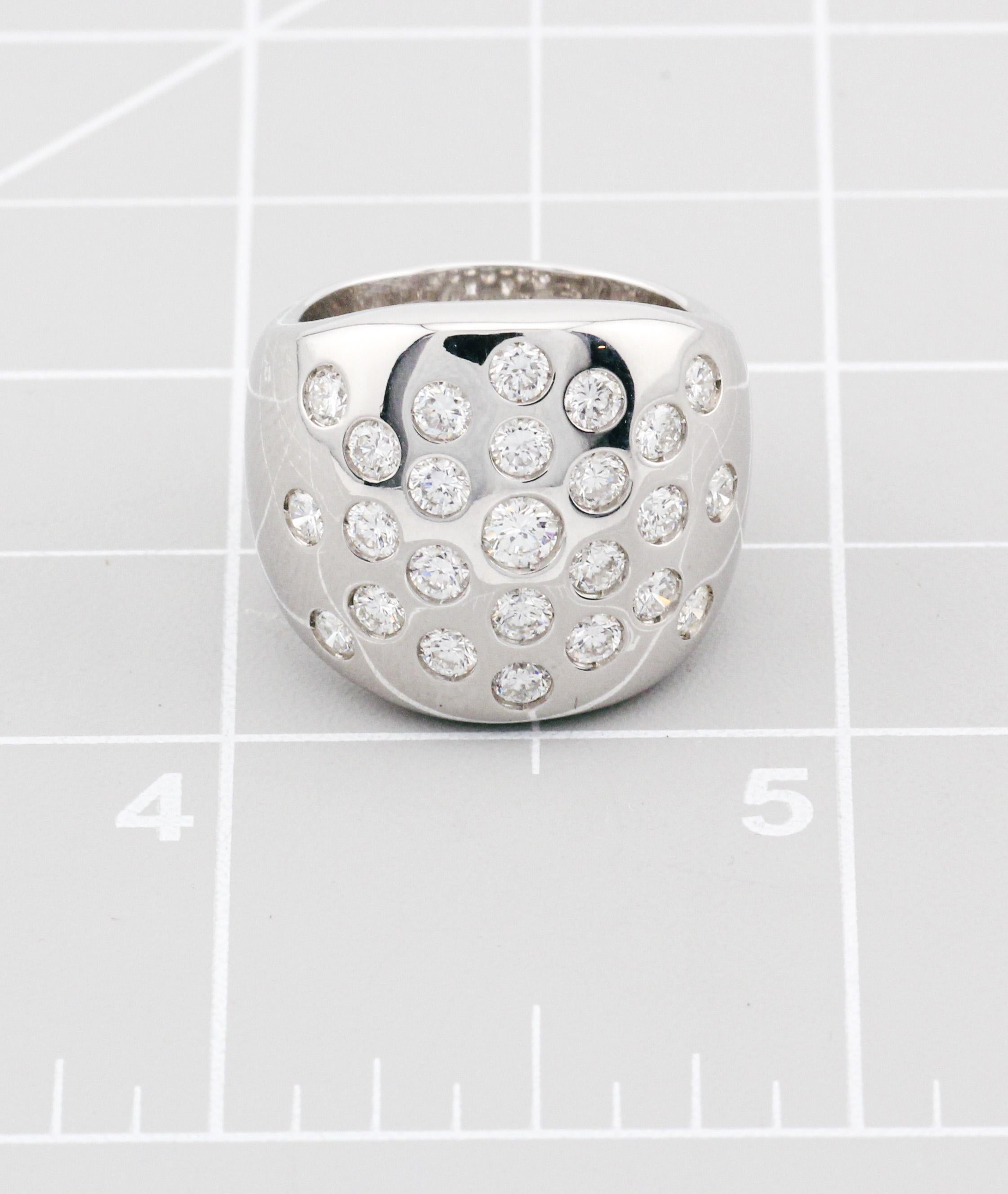 Hermes 1.45 Carat Diamond 18K White Gold Dome Ring Size 6 For Sale 7