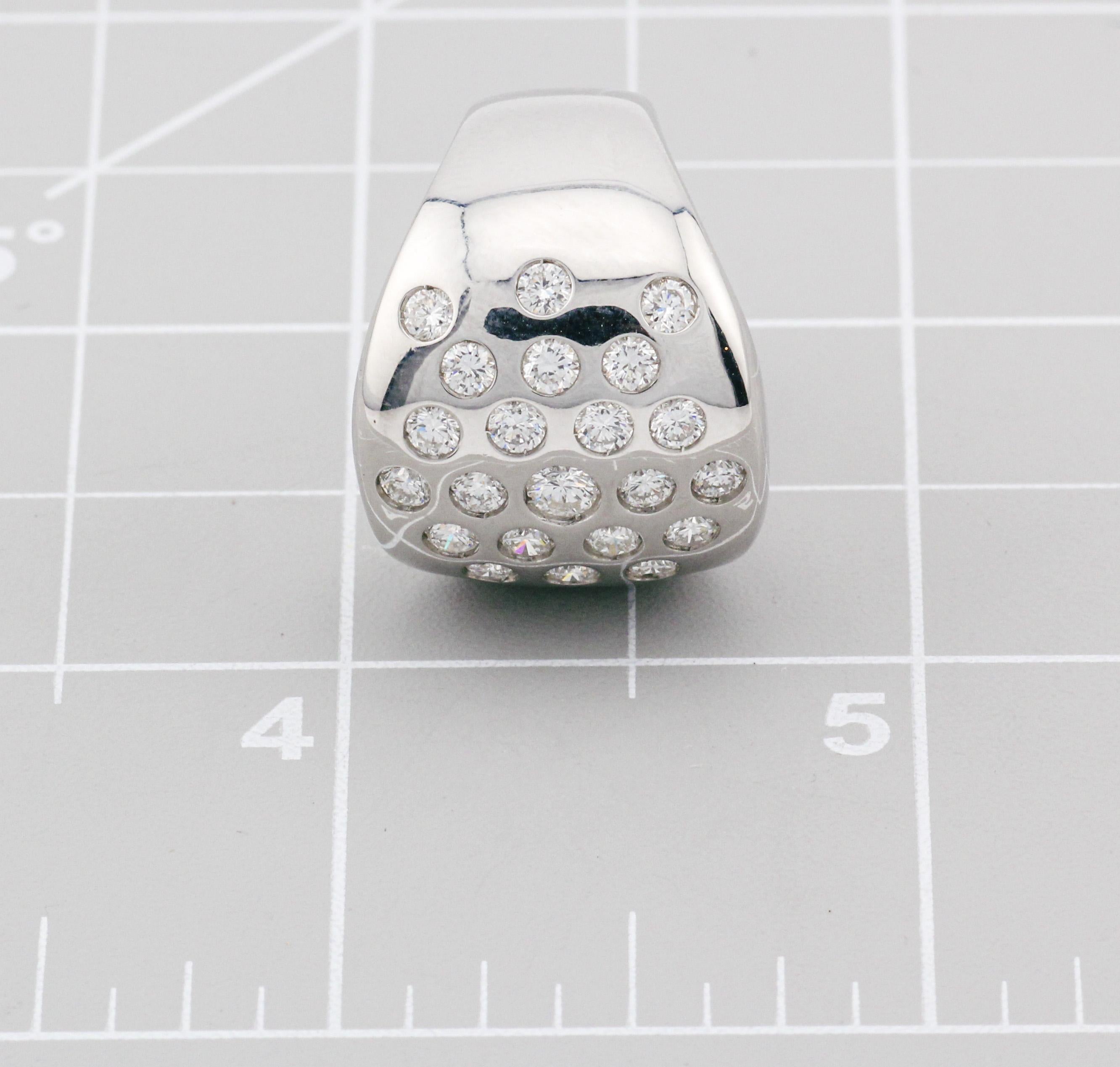 Hermes 1.45 Carat Diamond 18K White Gold Dome Ring Size 6 For Sale 8