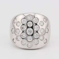 Hermes 1.45 Carat Diamond 18K White Gold Dome Ring Size 6