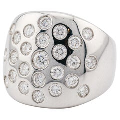 Hermes 1.45 Carat Diamond 18K White Gold Dome Ring Size 6