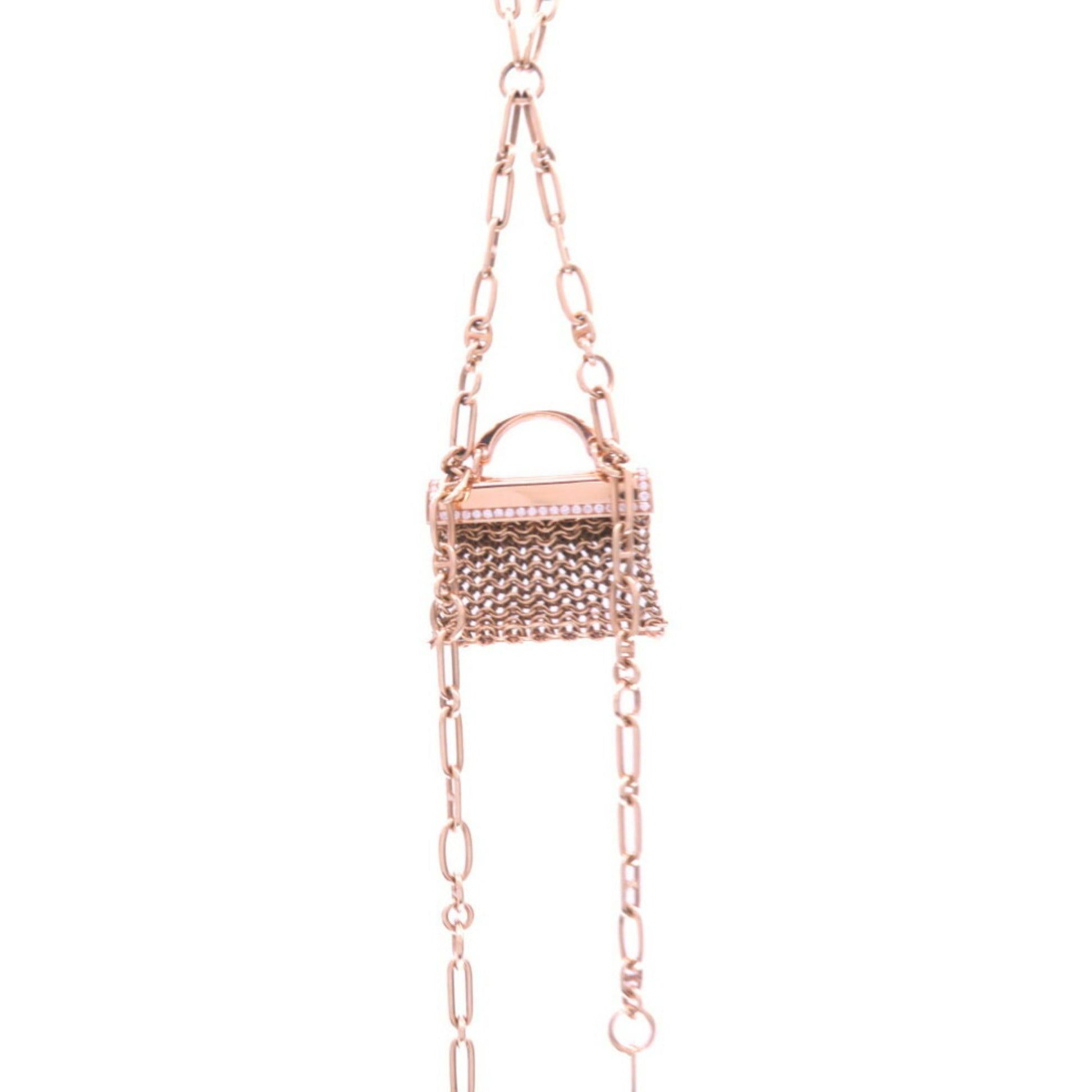 Hermes 1.75ct Diamond Kelly Long Necklace in 18K Rose Gold and White Gold In Good Condition For Sale In London, GB