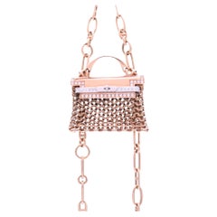 Hermes 1.75ct Diamond Kelly Long Necklace in 18K Rose Gold and White Gold