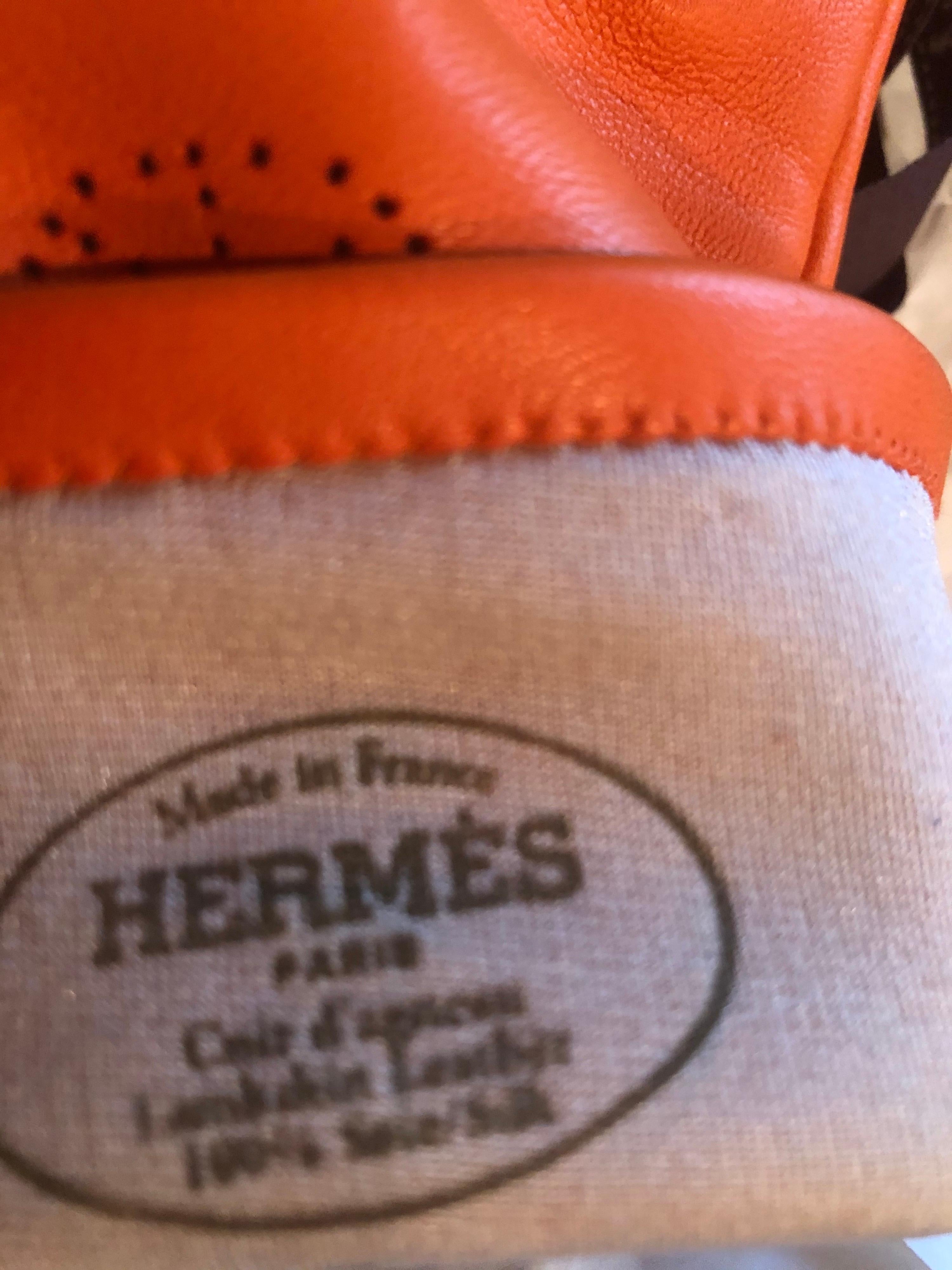 Women's Hermès 175th Anniversary Femme Astuce Orange Gloves New in Box Size 7