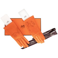 Hermès 175th Anniversary Femme Astuce Orange Handschuhe Neu in Box Größe 7