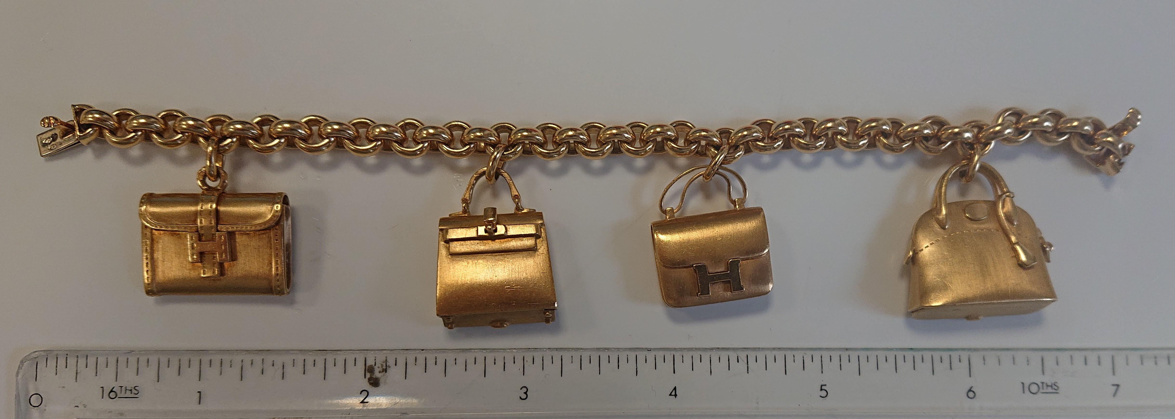 Hermes 18 Carat Yellow Gold Handbag Charm Bracelet 1