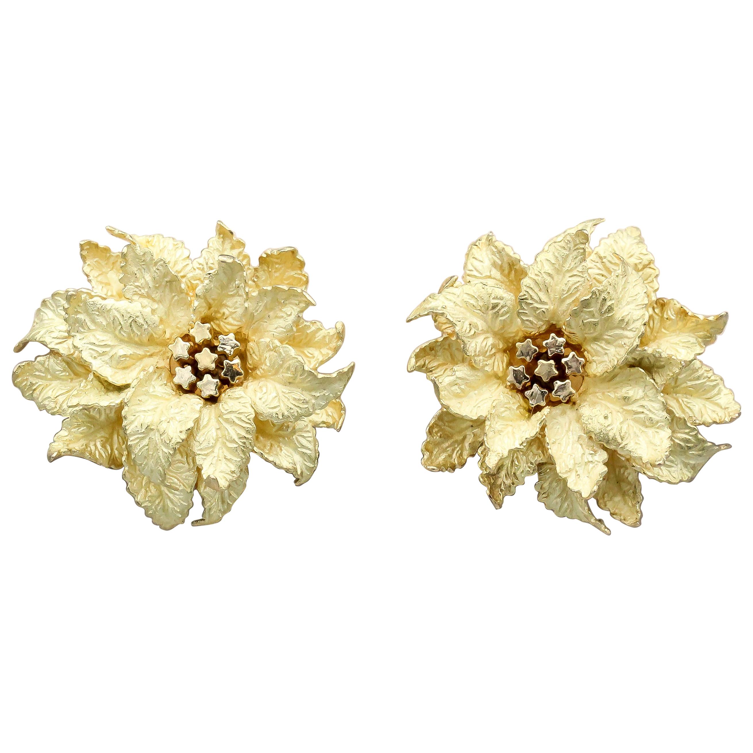 Hermès 18 Karat Gold Flower Earrings