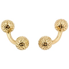 Hermès 18 Karat Gold Golf Ball Dumbbell Cufflinks