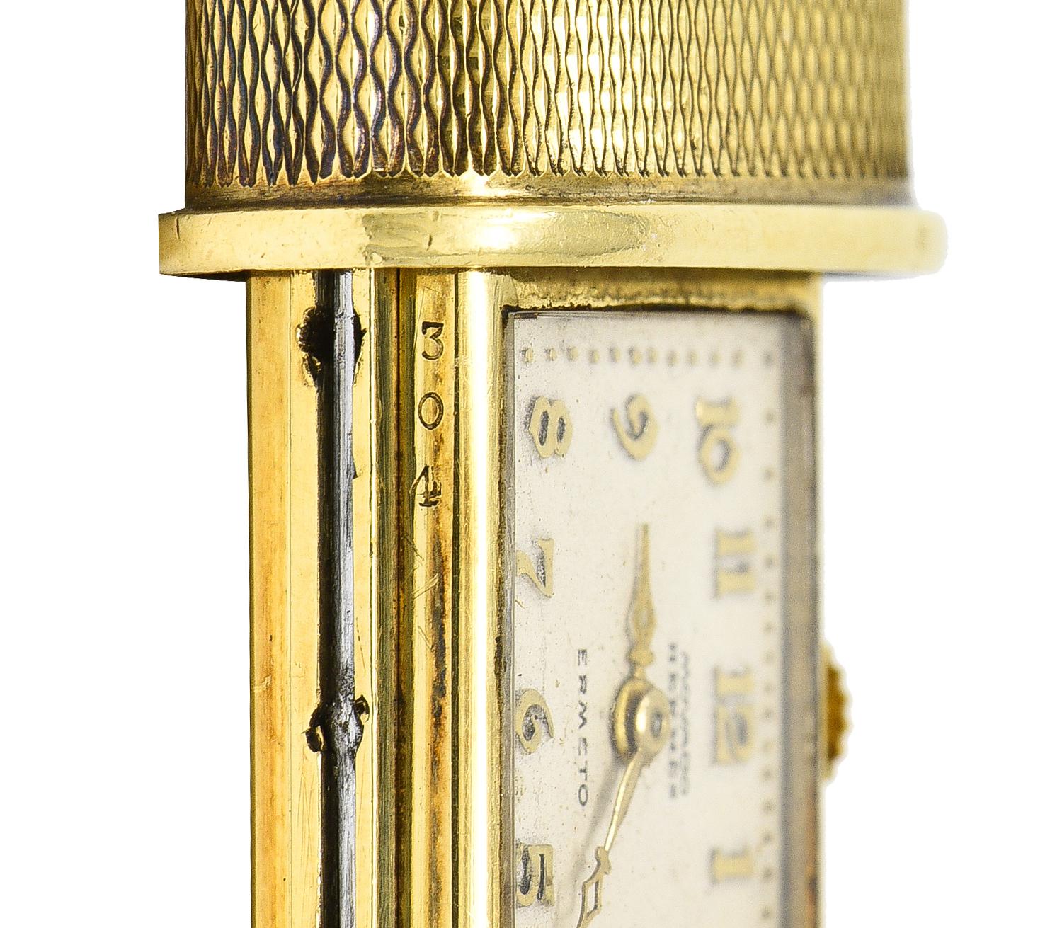 Hermes 18 Karat Gold Textured Expandable Vintage Purse Travel Watch Pendant 9