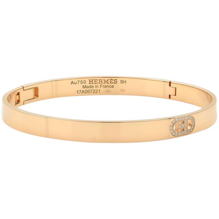 Hermes 18 Karat Rose Gold Diamond H D'Ancre Small Bracelet SH at 1stDibs |  h d'ancre bracelet