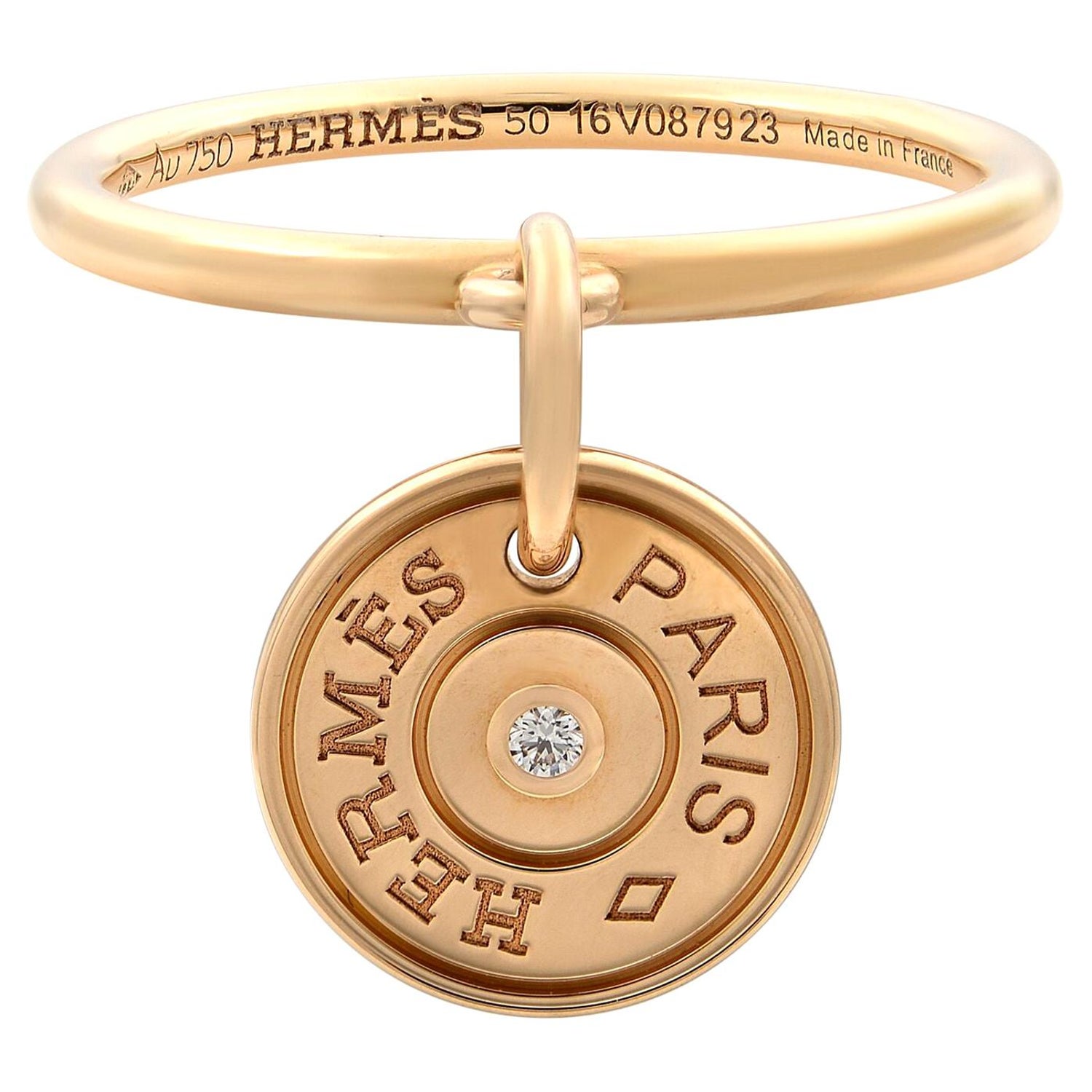 Hermes 18k Rose Gold Diamond Gambade Ring - 3 For Sale on 1stDibs 