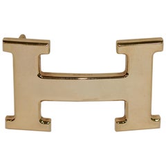 Hermes 18 Karat Solid Rose Gold H Belt Buckle