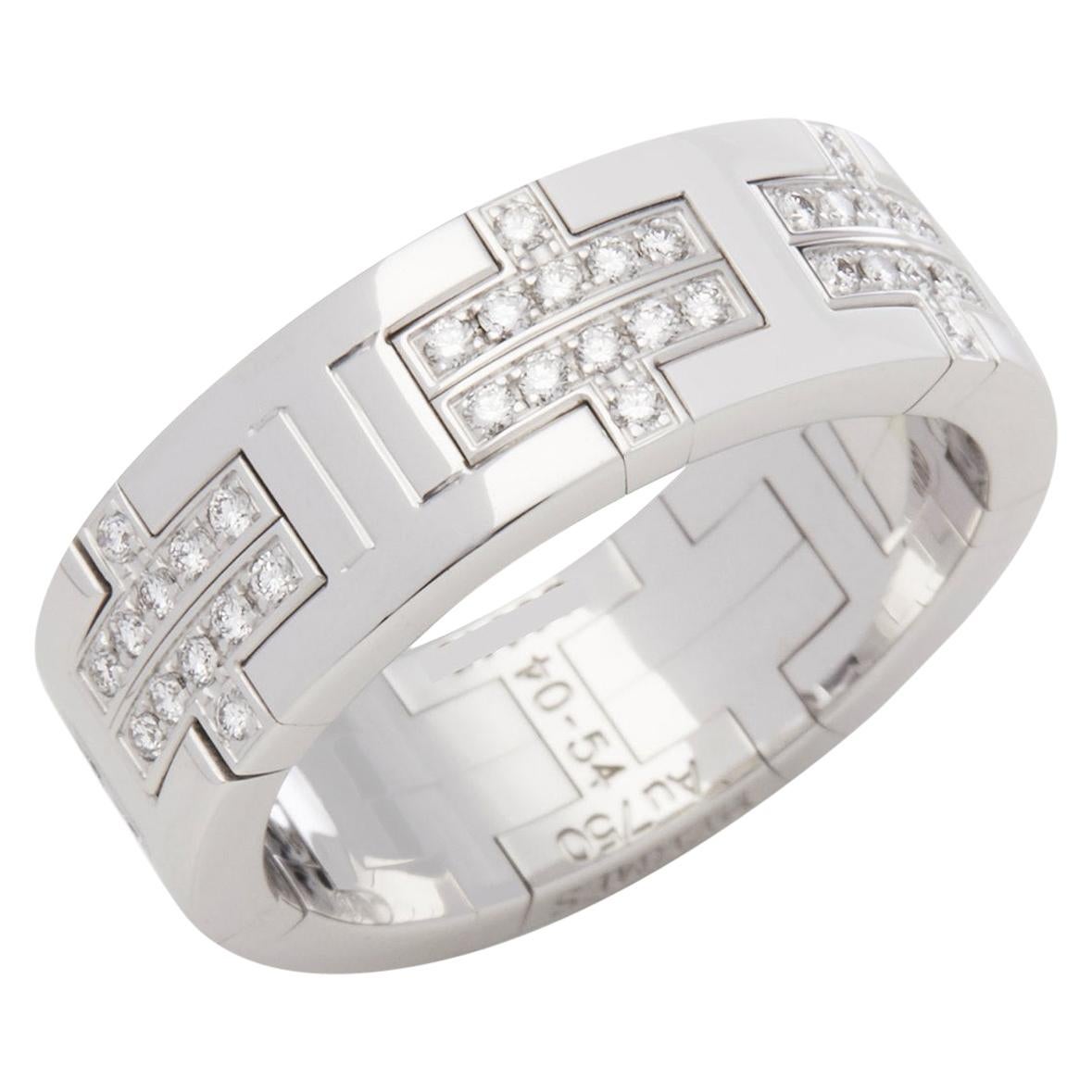 Hermès 18 Karat White Gold Kilim Diamond Ring