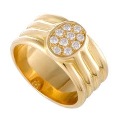 Hermès 18 Karat Yellow Gold Diamond Oval Band Ring